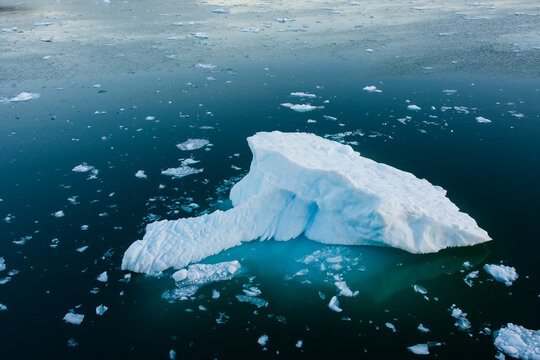 Greenland. Eqip Sermia. Icebergs and brash ice.
