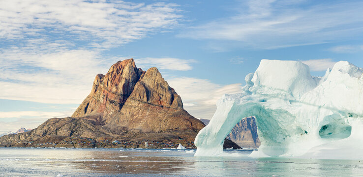 Town on Uummannaq Island. Greenland, Denmark.