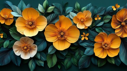 A Close-Up of Vibrant Orange Flowers and Lush Green Leaves