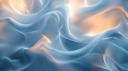 Fototapeta premium A blue fabric with a wave pattern is shown.