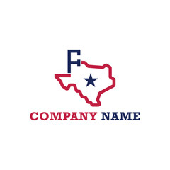 Letter F Texas Map Outline Logo