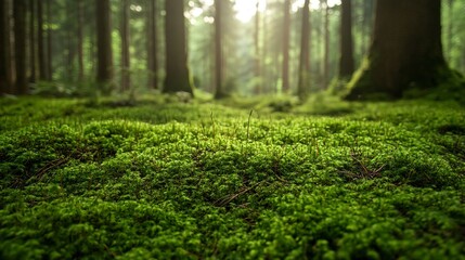 Fototapeta premium Forest floor covered in green moss