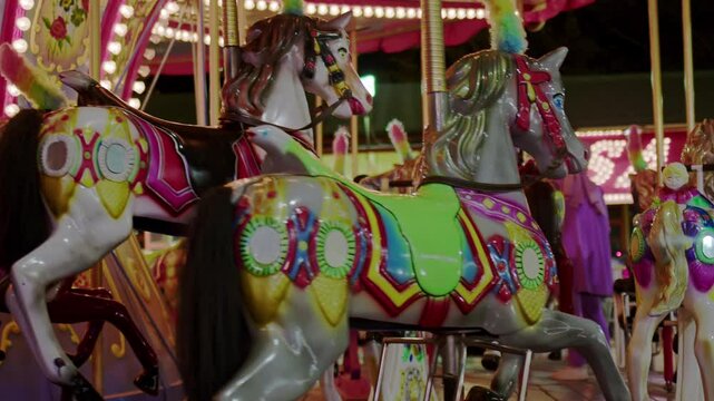 Amusement Park Fun Children Happy Times at Night