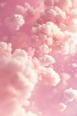 Fototapeta premium Cloud-like cotton candy forms floating on a soft pink abstract background AI generated illustration