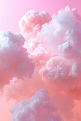 Fototapeta premium Cloud-like cotton candy forms floating on a soft pink abstract background AI generated illustration