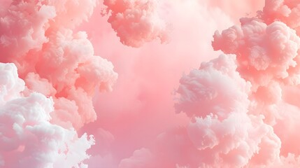 Cloud-like cotton candy forms floating on a soft pink abstract background AI generated illustration