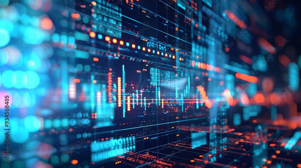 Poster conceptual depiction of business analytics expressing large quantities of data being transformed int