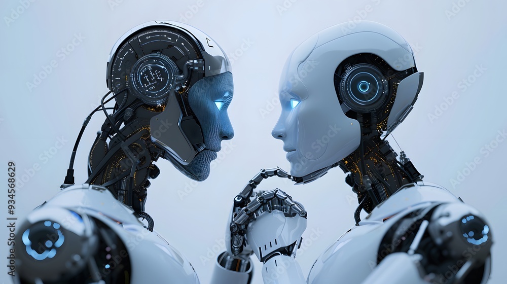 Poster conceptualize a world where artificial intelligence machines are teaching each other in the context 