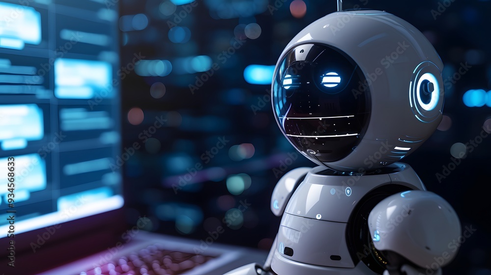Poster conceptualized view of a software-driven ai chatbot for customer service ai generated illustration
