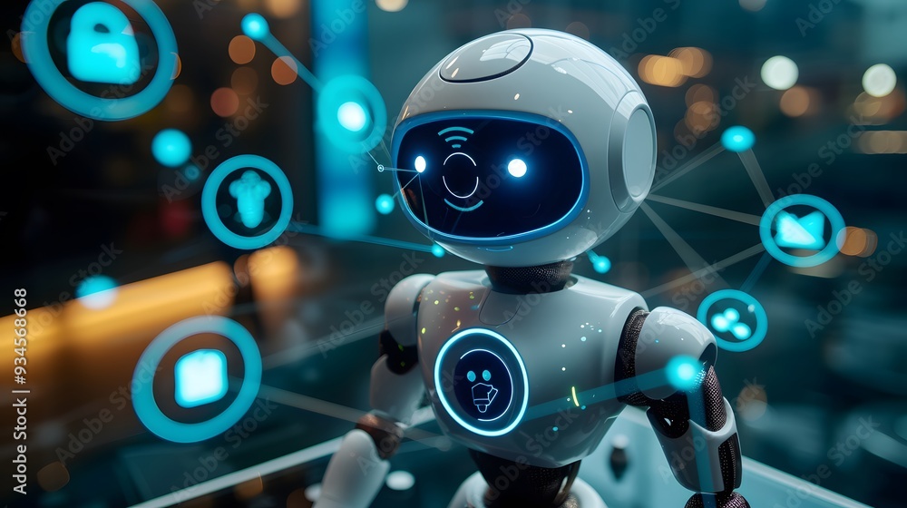 Poster conceptualized view of a software-driven ai chatbot for customer service ai generated illustration