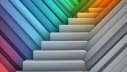 Obraz premium Abstract Geometric Staircase with Colorful Background