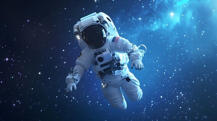 Craft a 3D style  illustration of an astronaut floating in space  AI generated illustration