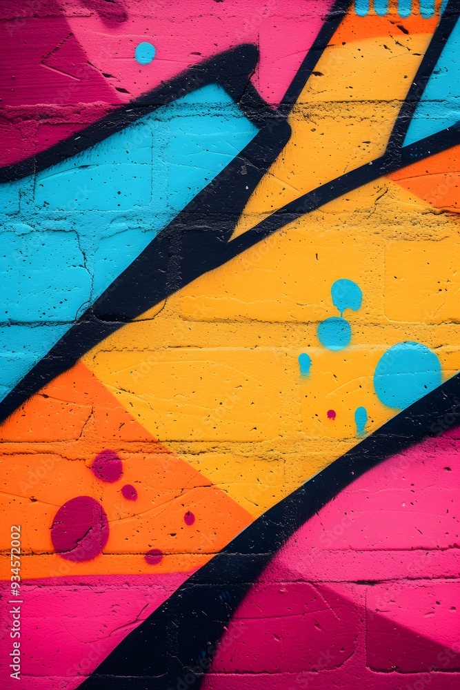 Wall mural create a minimalist background featuring a macro shot of vibrant graffiti ai generated illustration