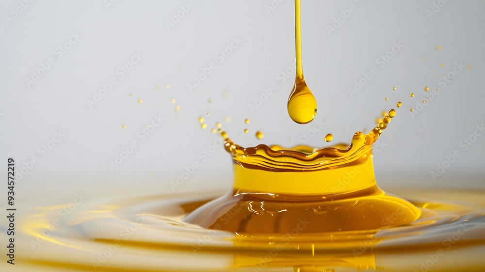 Poster create a visual of a cooking oil drop ready to splash on a pristine white surface ai generated illus