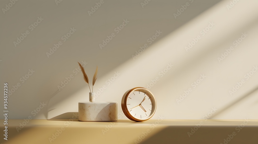 Poster create a visual representation of time using minimalist gipsum props ai generated illustration