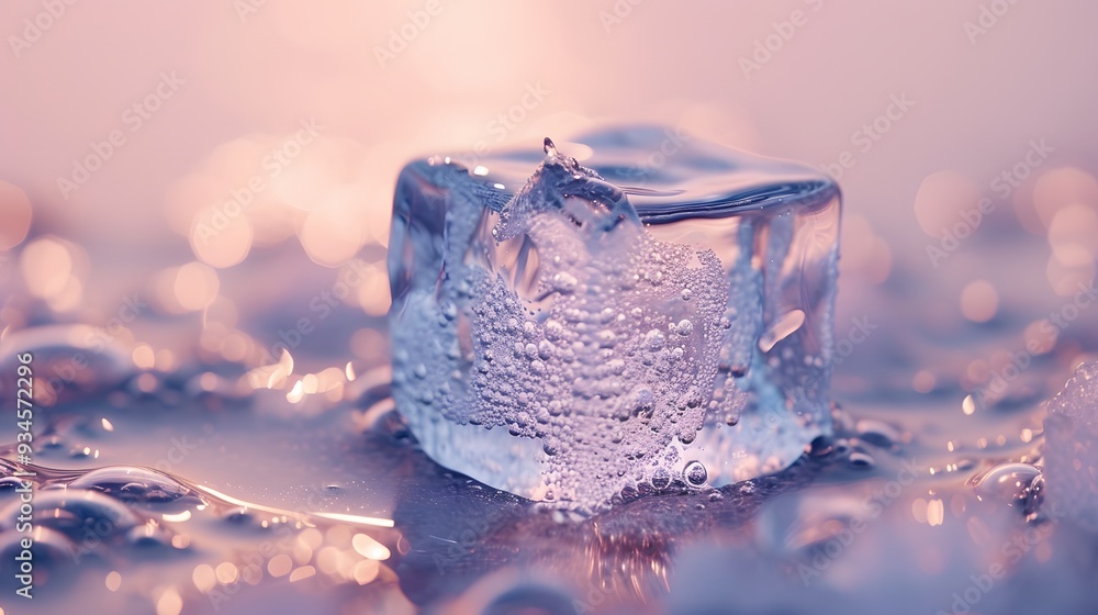 Poster create an abstract background with a minimalistic macro view of a melting ice cube ai generated illu