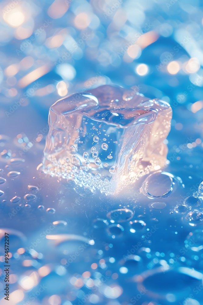 Poster create an abstract background with a minimalistic macro view of a melting ice cube ai generated illu