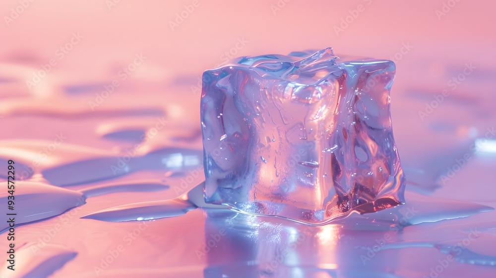 Poster create an abstract background with a minimalistic macro view of a melting ice cube ai generated illu