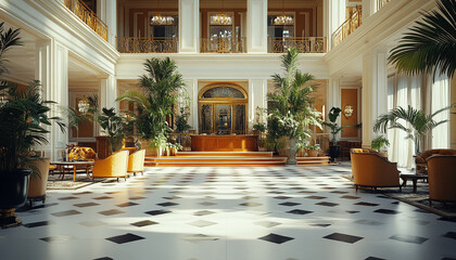 Glamorous Victorian Hotel Lobby Opulent and Classic