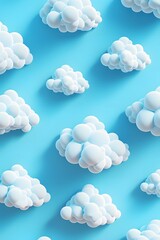 Fototapeta premium Cute cloud patterns on an abstract 3D blue sky theme AI generated illustration