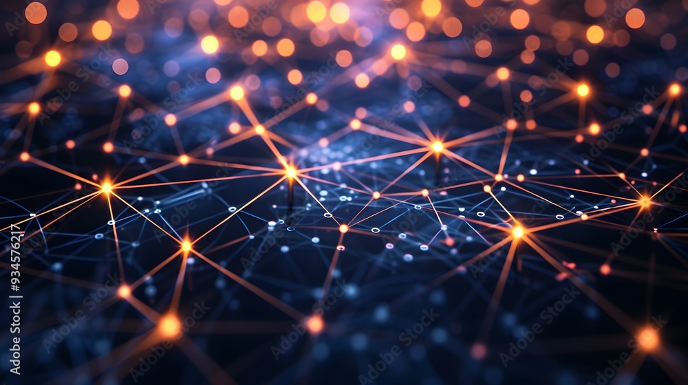 Poster delicate threads of glowing nodes and links illustrating a digital network ai generated illustration
