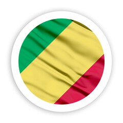 Congo Waving Flag with White Rounded Circle Frame 