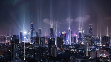 Obraz premium Cityscape with Light Beams
