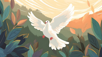 Obraz premium Dove In nature Illustration Vector