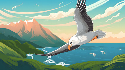 Albatross in nature illustration vector