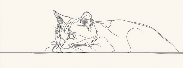 Cat continuous line one animal outline illustration drawing art pet. Cat continuous line draw logo sketch black two face abstract cute profile silhouette white contour simple linear design kitten.