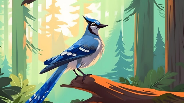 Blue Jay in nature Illustration Vector