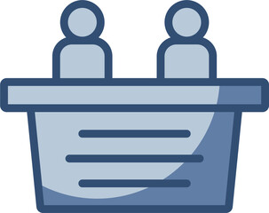 information desk vector icon transparent background. replaceable blue color design