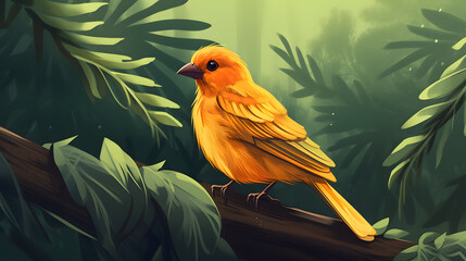 Canary in nature illustration vector