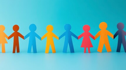 United Paper Community - Paper cutout figures in a symbol of togetherness and friendship. Flat design illustration ar 169 v 61.