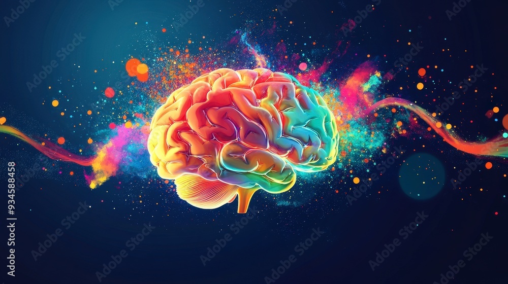 Poster innovation exploding: human brain fueled by generative ai creativity | abstract concept art design