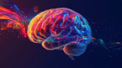 Fototapeta premium Sparking Innovation: Human Brain Exploding with Knowledge and Creativity in Generative AI Concept Art