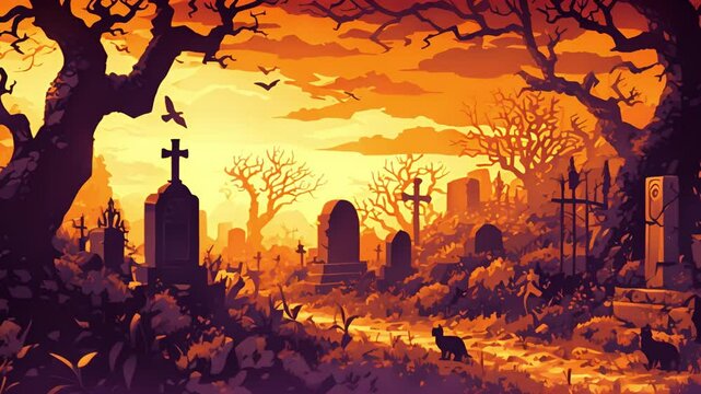 Spooky Cemetery at Dusk