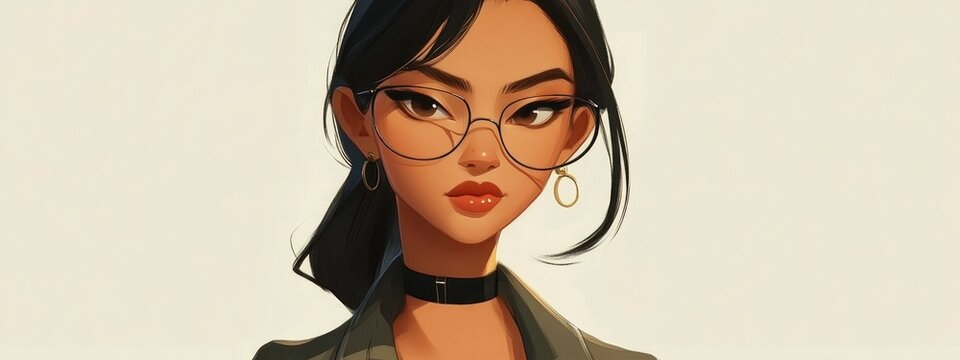 stylish strong animated female character