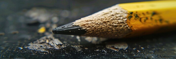 The damaged pencil tip, bearing marks from intense reflection, showcases the traces of unusual ideas.