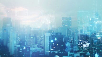 Obraz premium Cityscape with Futuristic Overlay