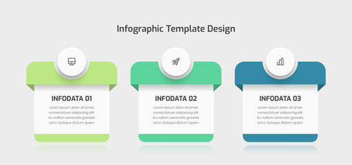 Business Infographic Template Design with Square Label Icon and 3 Option for Presentation