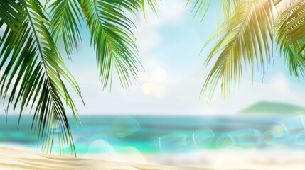 Fototapeta premium Tropical Beach Paradise with Palm Trees