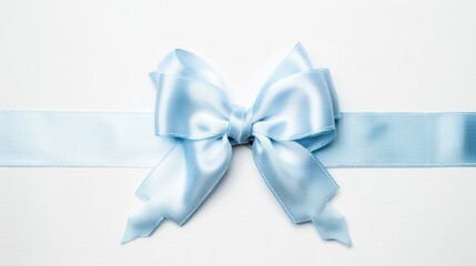 Naklejka premium Light Blue Satin Bow on a White Background