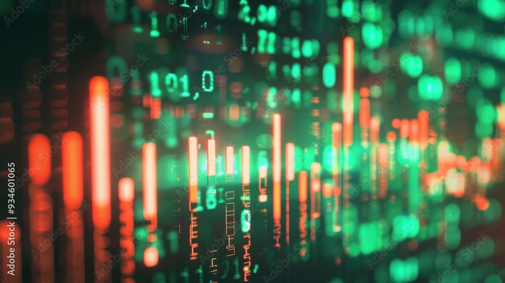 Aufkleber abstract digital data visualization with green and red lights