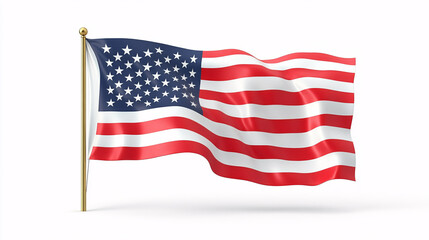 Obraz premium USA flag waving in hand on a white background, symbolizing freedom and patriotism, suitable for Independence Day and other patriotic celebrations.