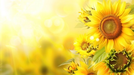 Obraz premium Sunflowers in a Field of Golden Light