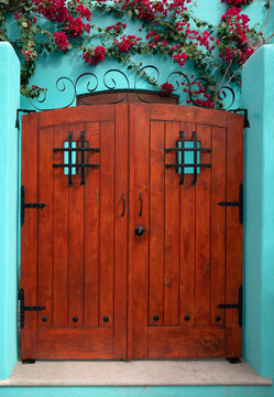 Mexico, Baja California Sur. Loreto Bay, front door to a home.