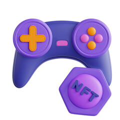 Non Fungible Token Games 3D Icon Illustration
