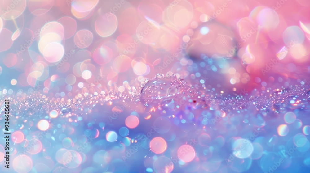 Wall mural sparkling abstract background with blurred lights and water drops