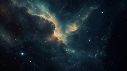 Fototapeta premium Mystical Cosmic Background with Stars Galaxies and Nebulae Against Deep Dark Space for Sci-Fi and Space-Themed Projects